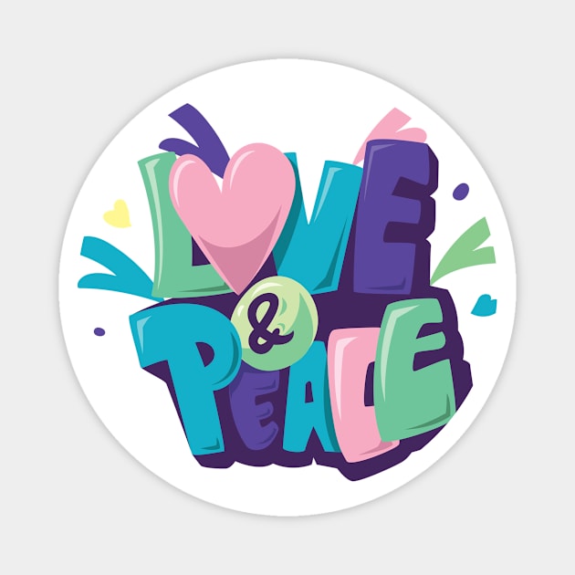 Peace And Love Design Magnet by Superior T-Shirt